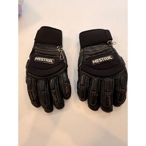 Hestra Goat Leather Ski Gloves Black Thermolite Insulated Winter Mitts Size 9